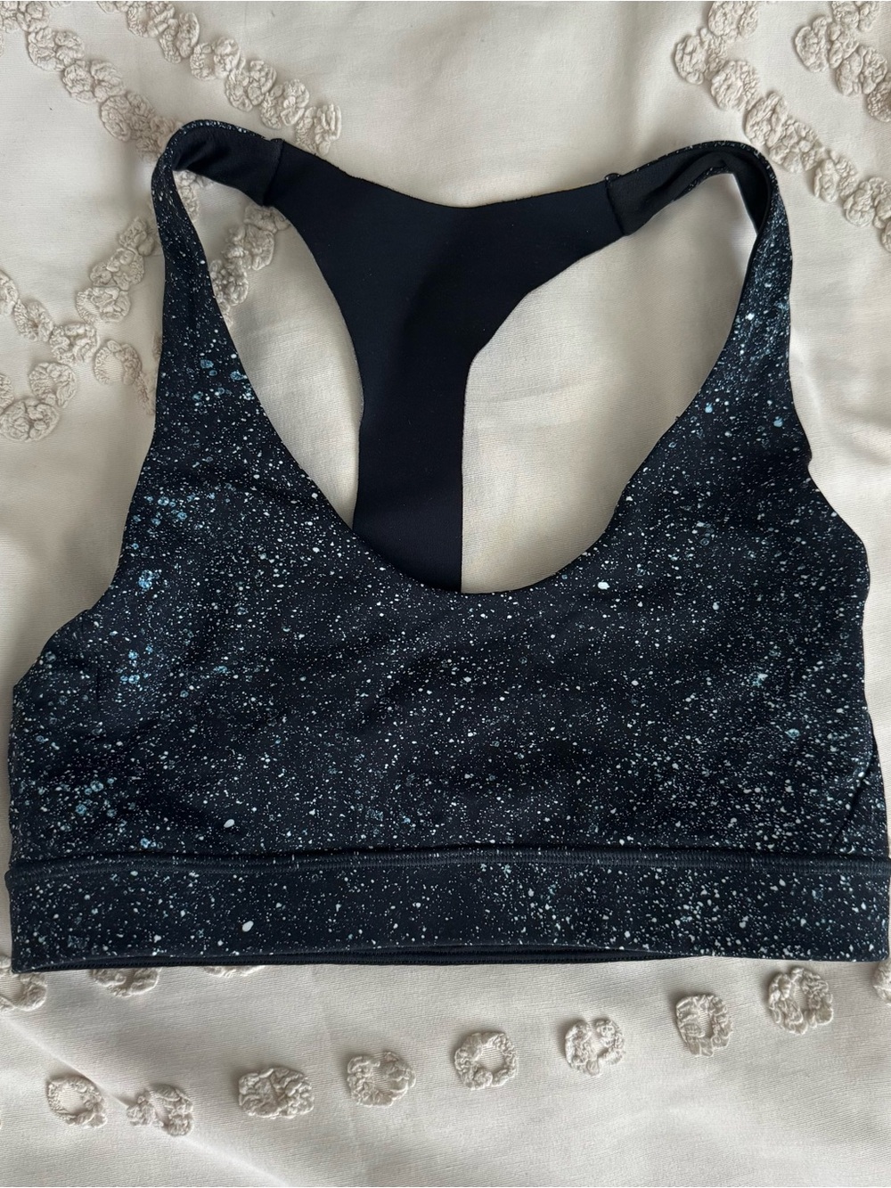 lululemon athletica Black galaxy print  Racerback Sports Bra